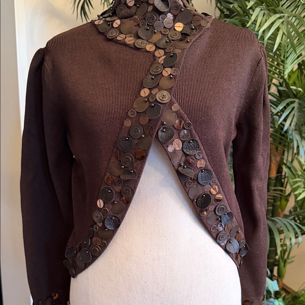 Chic Button-Accented Brown Cardigan